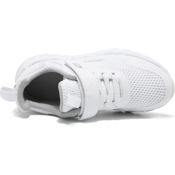 Kids White-2 Lightweight Tennis Athletic Casual Running Shoes Breathable Sneaker - Picture 6 of 7